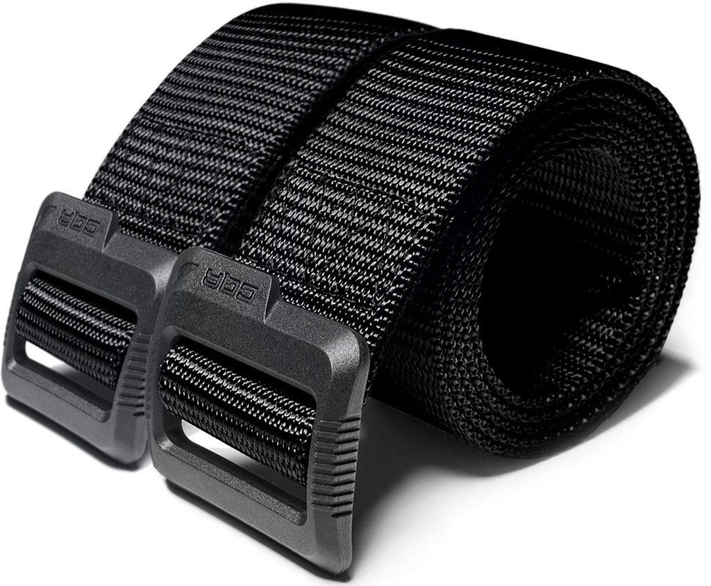 Cqr Tactical Belt, Military Style Heavy Duty Belt, Webbing Edc Quick-Release Buckle, 2Pack Plastic Flip Tab Black/Black, Medium