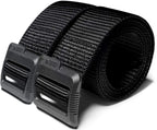 Cqr Tactical Belt, Military Style Heavy Duty Belt, Webbing Edc Quick-Release Buckle, 2Pack Plastic Flip Tab Black/Black, Medium