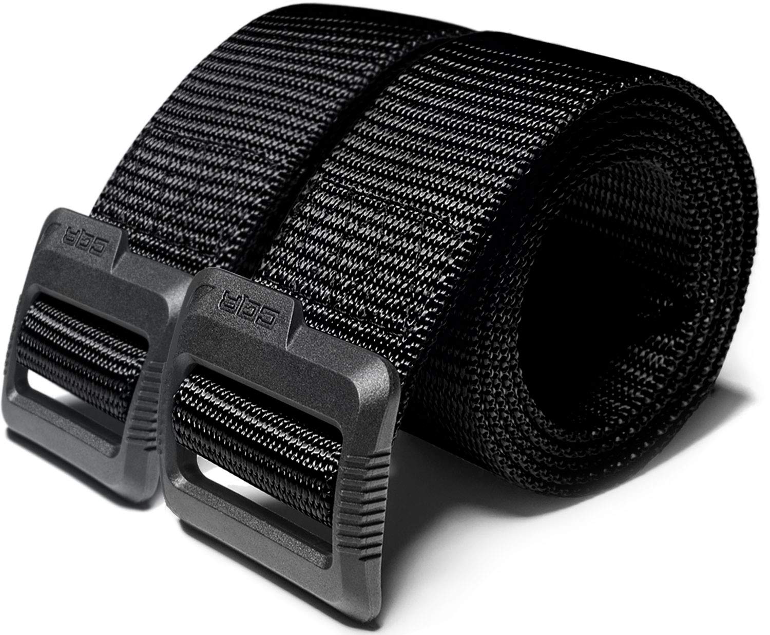 Cqr Tactical Belt, Military Style Heavy Duty Belt, Webbing Edc Quick-Release Buckle, 2Pack Plastic Flip Tab Black/Black, Medium