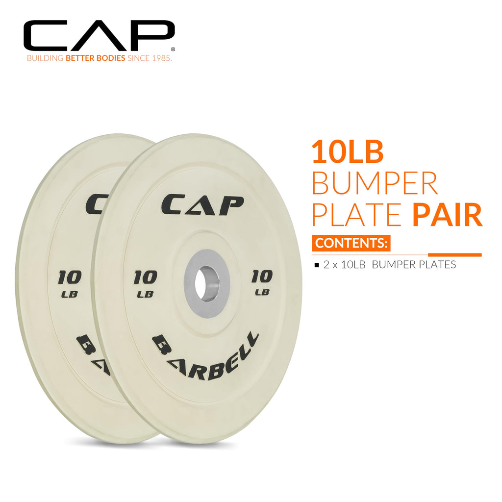 Cap Barbell Best Olympic Bumper Plate Set, White, 10 Lb Pair