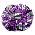 Hooshing 2Pcs Cheerleading Pom Poms Metallic Purple And Silver Cheer Pompoms With Baton Handle For Team Spirit Sports Dance Chee