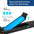 Hiboy 500W Peak Motor Electric Scooter, 19MPH, 22 Miles Long-Range, Foldable Commuter Electric Scooter Adults with Removable Bat