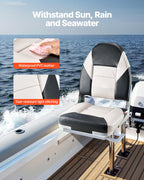 Vevor High Back Boat Seat 2 Pack, Folding Fishing Boat Seat With Thickened Sponge Cushion & Waterproof Pvc Leather, Aluminum All