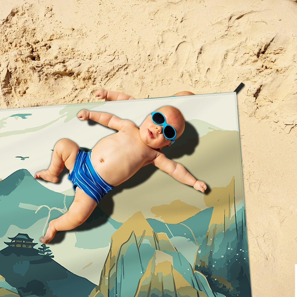 Beach Blanket Waterproof Sandproof Large Beach Mat 83 X 106 For 5-7 Adults Sand Free Mat Quick Drying,Oversized,Lightweight & Du