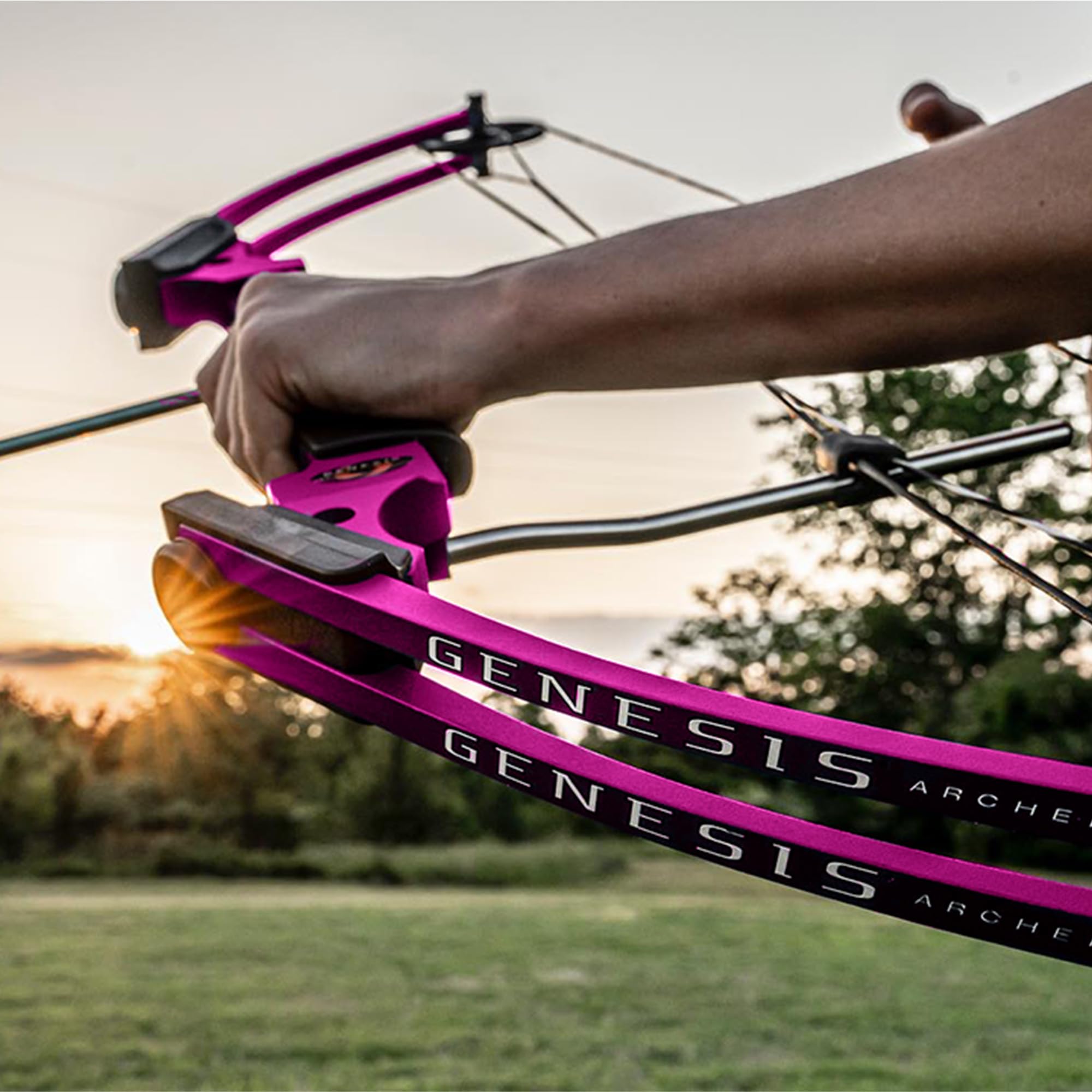 Genesis Archery Compound Bow, W/Adjustable Riser, Original, Right Handed, Purple