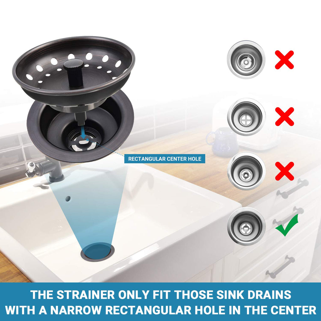 Kone Kitchen Sink Stopper And Strainer 2 Pack Oil Rubbed Bronze Sink Basket Strainer Replacement For Standard 3-12 Inch Drain, S