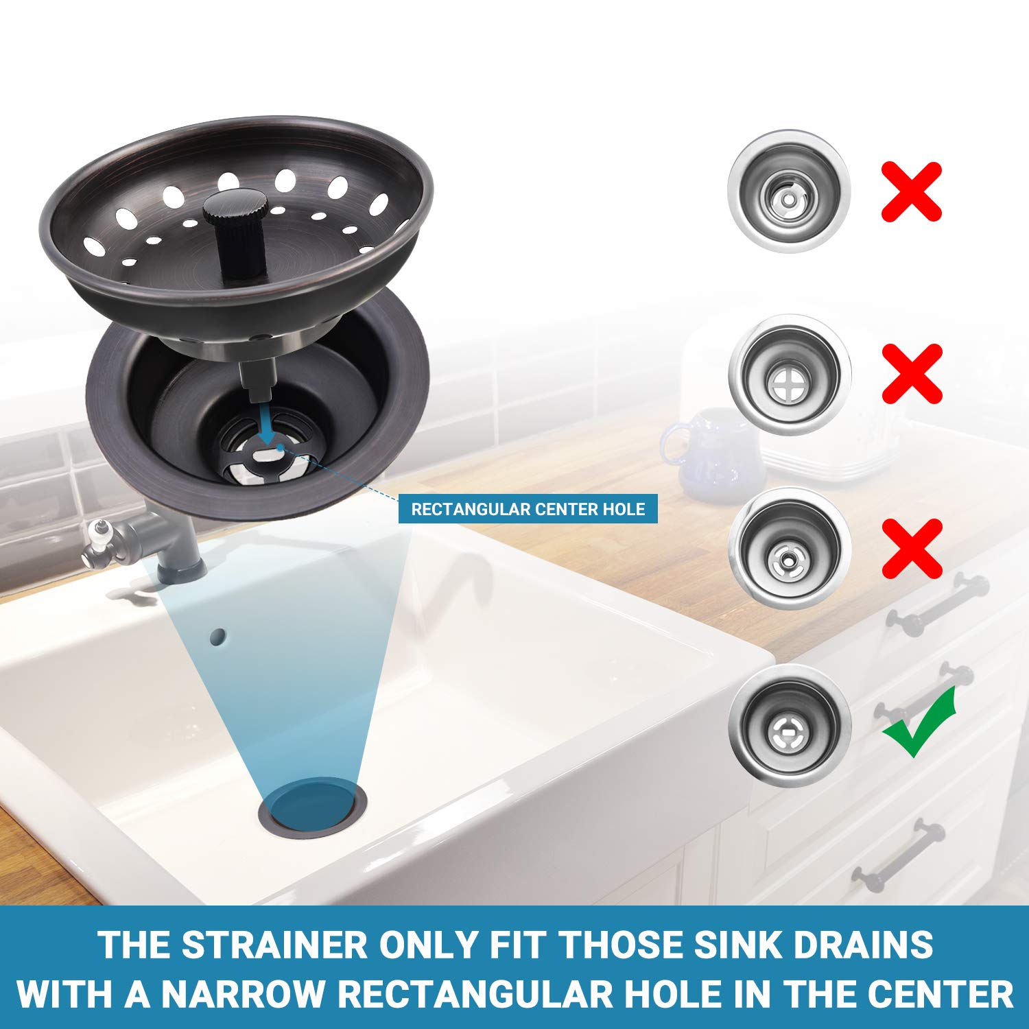 Kone Kitchen Sink Stopper And Strainer 2 Pack Oil Rubbed Bronze Sink Basket Strainer Replacement For Standard 3-12 Inch Drain, S