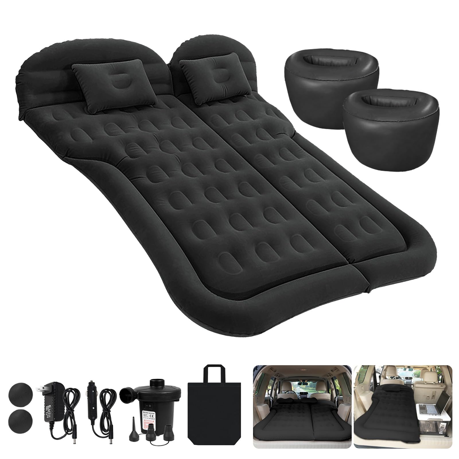 Iswees Car Air Mattress,Camping Air Mattresses,Car Bed,Suv Air Mattress With Electric Pump,Two Piers And 2 Pillows,Car Inflatabl