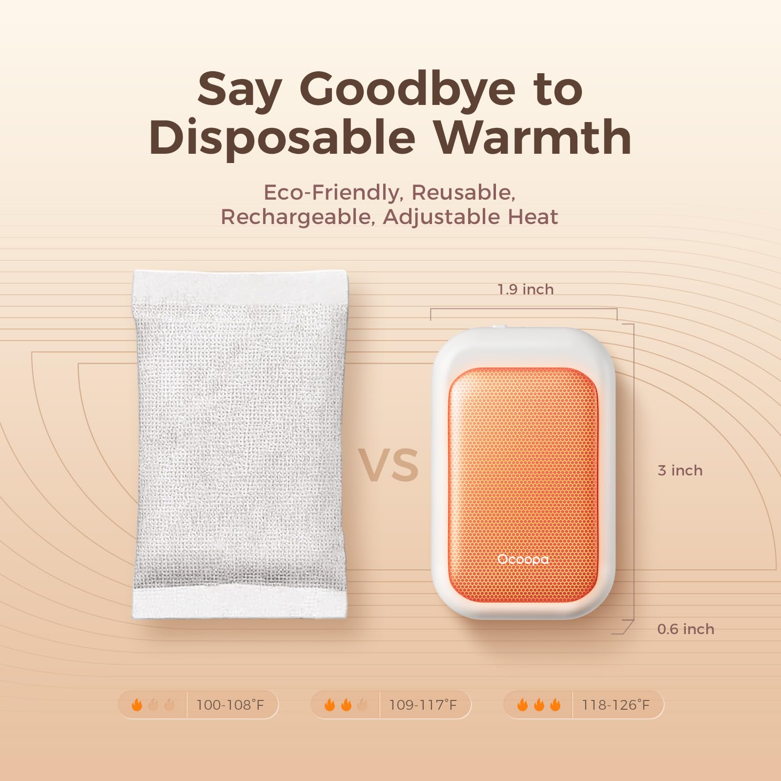 Ocoopa Ai Magnetic Hand Warmers Rechargeable 2 Pack, 5000Mah Ultra-Thin Electric Glove Heater Handwarmer,Ul Certified, Men Women
