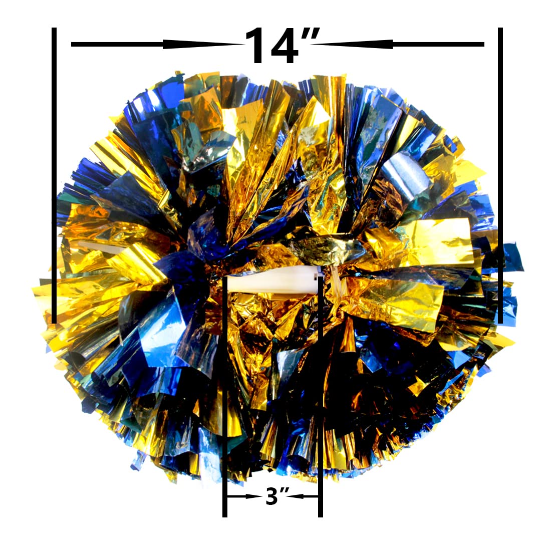 Hooshing 2 Pack Cheerleading Pom Poms Blue And Gold With Baton Handle For Team Spirit Sports Dance Cheering