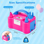 Nulink Electric Portable Dual Nozzle Balloon Blower Pump Inflation For Decoration, Party [110V~120V, 600W, Rose Red]