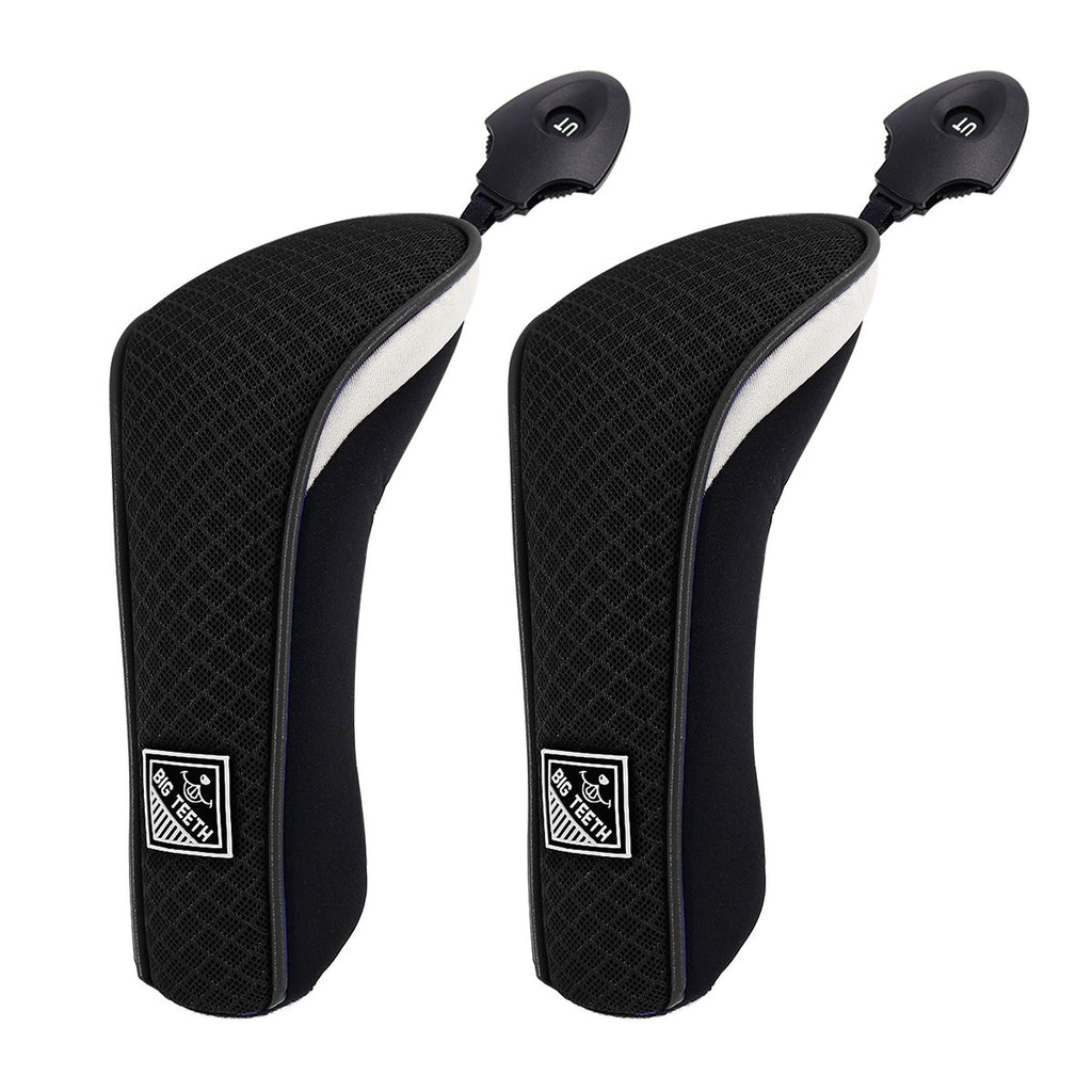 Big Teeth Golf Hybrid Head Covers Set Headcovers Utility Ut Club Protector Meshy With Interchangeable Number Tag (2 Pcs)