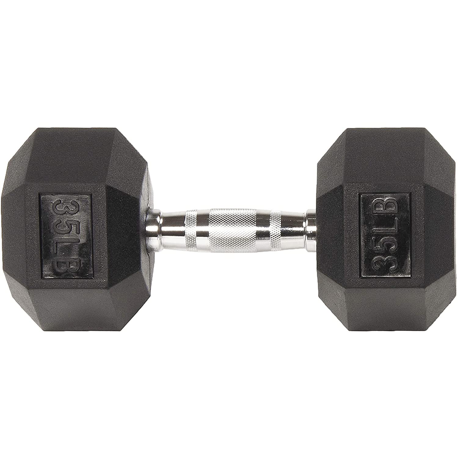 Signature Fitness Rubber Encased Hex Dumbbell, 35Lb Single