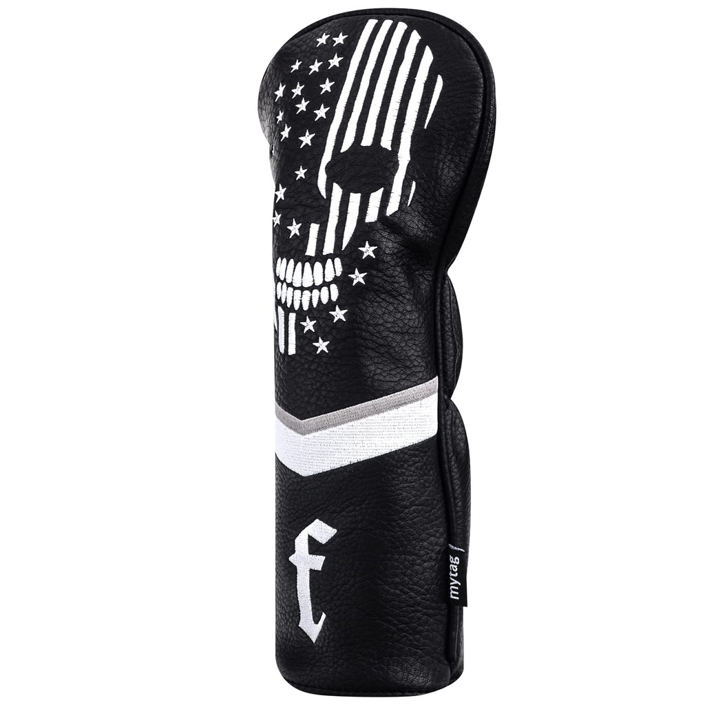 Caiobob Mytag Golf Skull Skeleton Head Cover Golf Club Black Leather Headcovers Set Fits Driver Fairway Wood Hybrid (1Pc Fairway