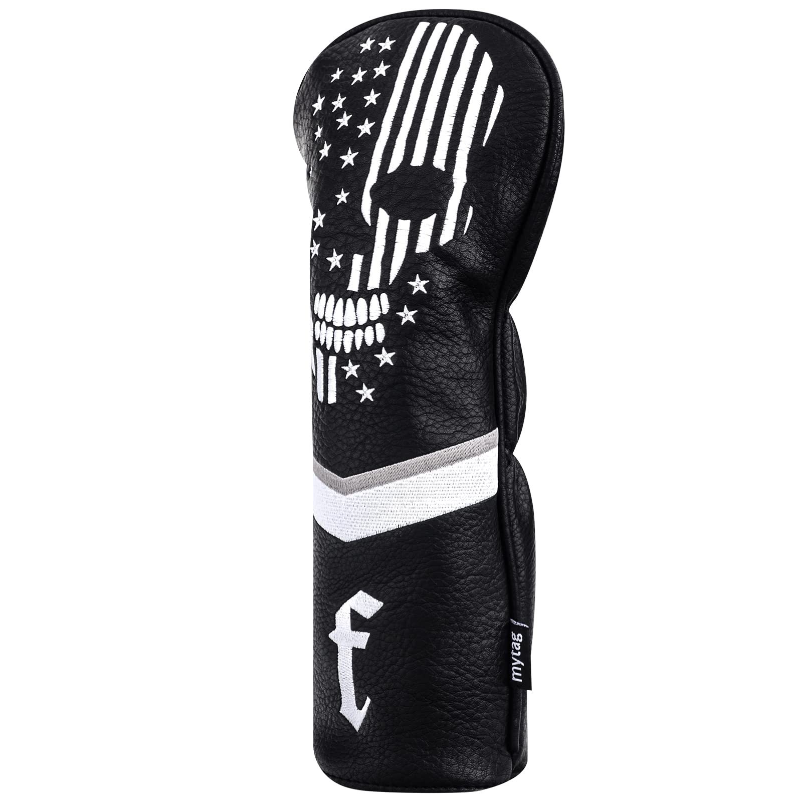 Caiobob Mytag Golf Skull Skeleton Head Cover Golf Club Black Leather Headcovers Set Fits Driver Fairway Wood Hybrid (1Pc Fairway