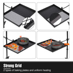 Redcamp Folding Swivel Campfire Grill, Portable Fire Pit Grill Grate Over Fire Pit, Heavy Duty Steel Grate & Camp Fire Rack With