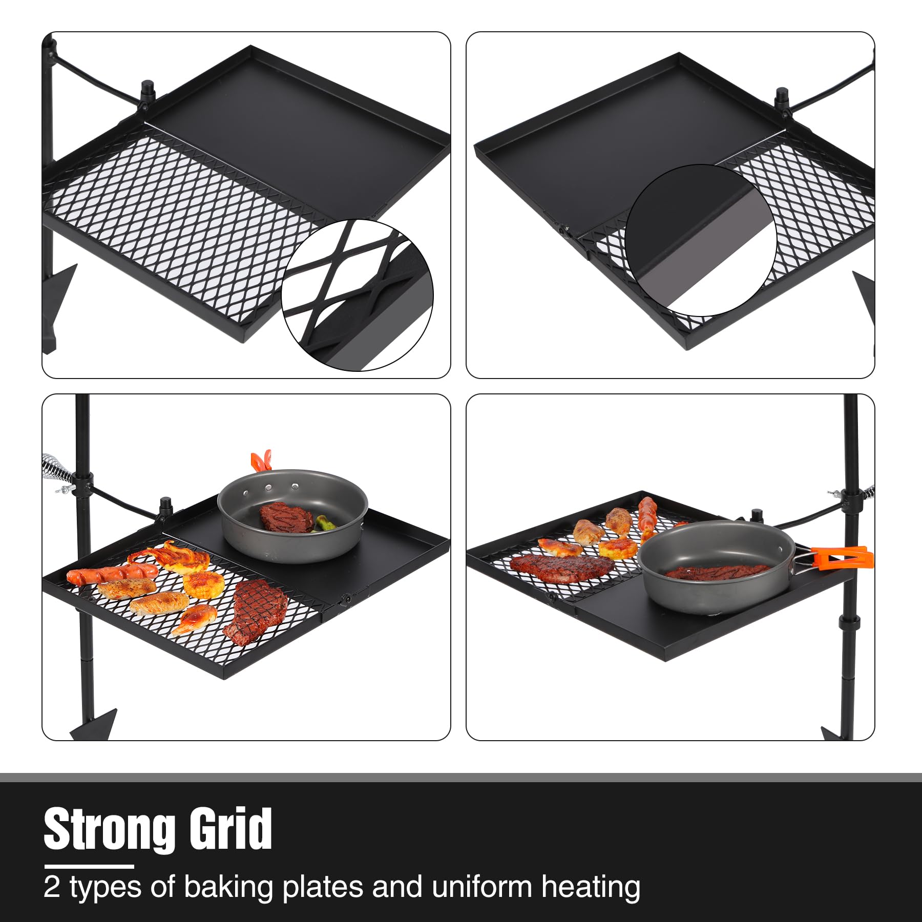 Redcamp Folding Swivel Campfire Grill, Portable Fire Pit Grill Grate Over Fire Pit, Heavy Duty Steel Grate & Camp Fire Rack With