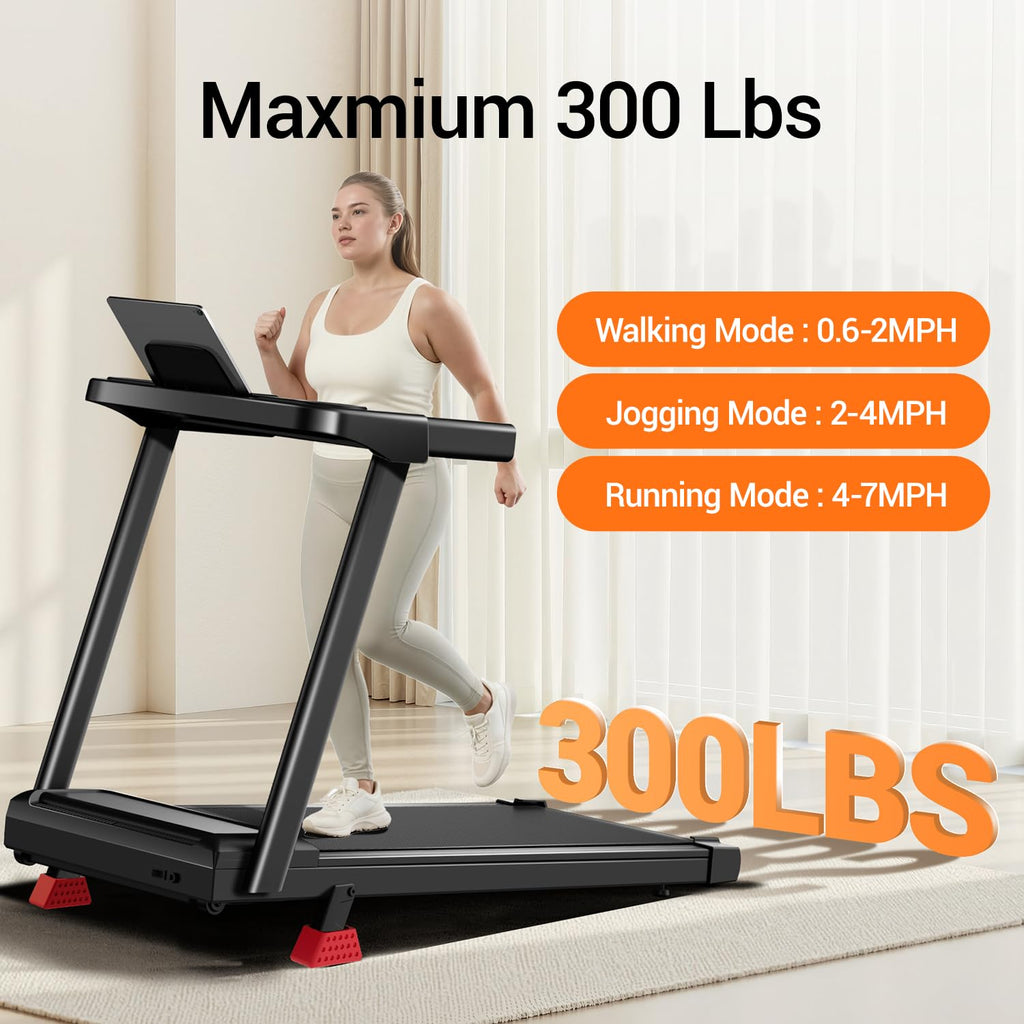 12% Incline Treadmill with Handle, 3-in-1 Portable Treadmills for Home and Office, Foldable Treadmills with 300 Lbs Weight Capac