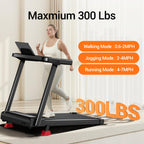 12% Incline Treadmill with Handle, 3-in-1 Portable Treadmills for Home and Office, Foldable Treadmills with 300 Lbs Weight Capac
