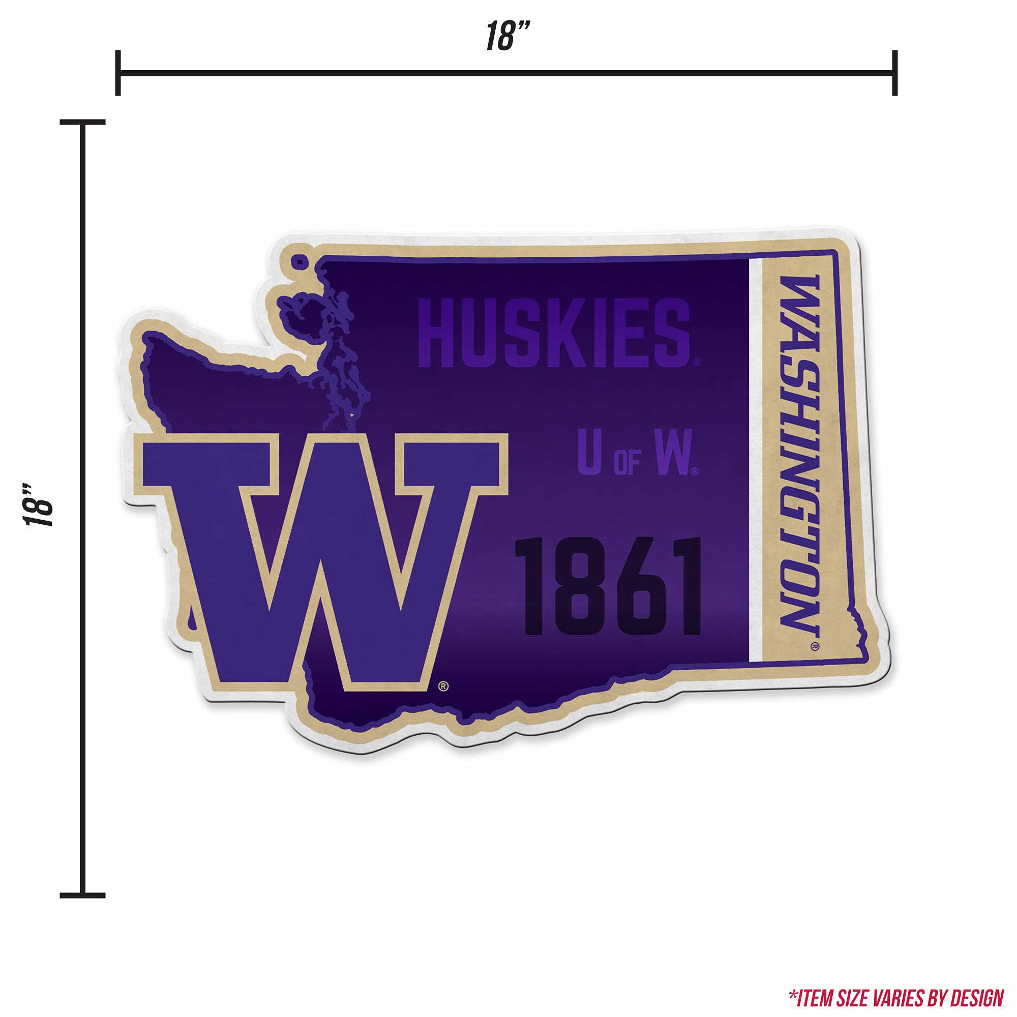 Rico Industries Ncaa Washington Huskies State Shape Shape Cut Pennant - Home And Living Room D  Cor - Soft Felt Ez To Hang