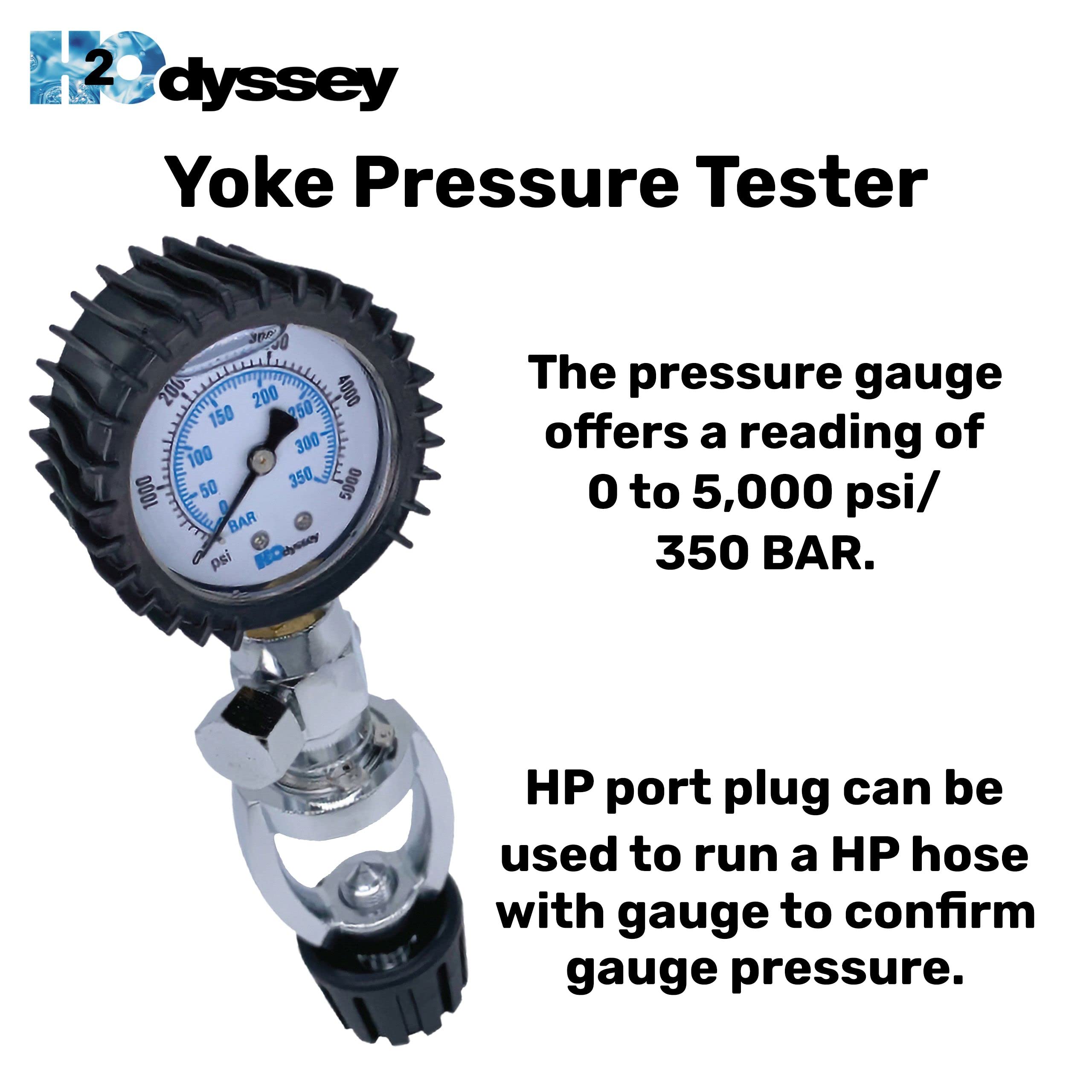 H2Odyssey Yoke Pressure Tester - Scuba Diving Gauge
