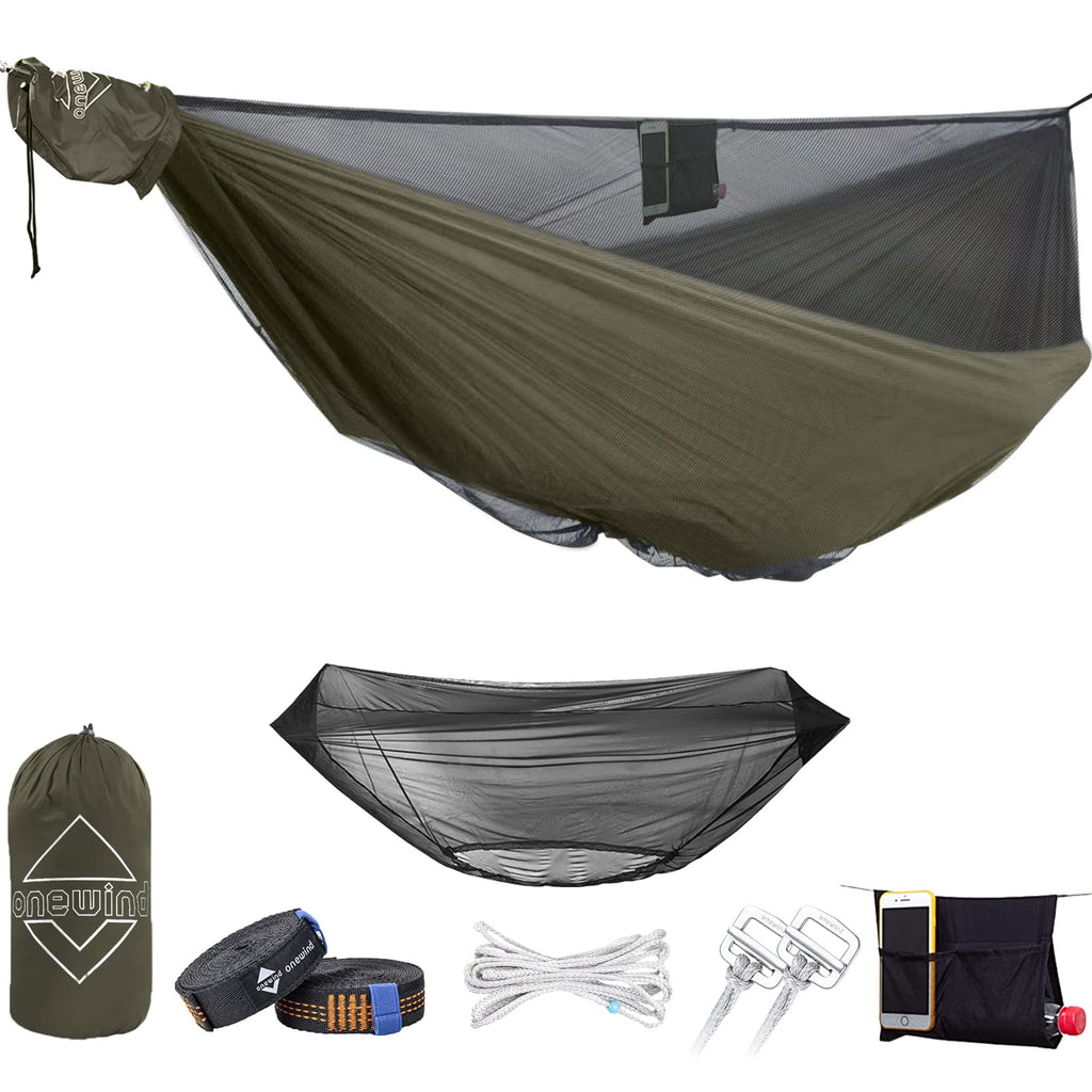 Onewind 12Ft Camping Hammock With Mosquito Net, Ridgeline Double Hammock Portable Lightweight Large Hammock Ripstop Nylon Durabl