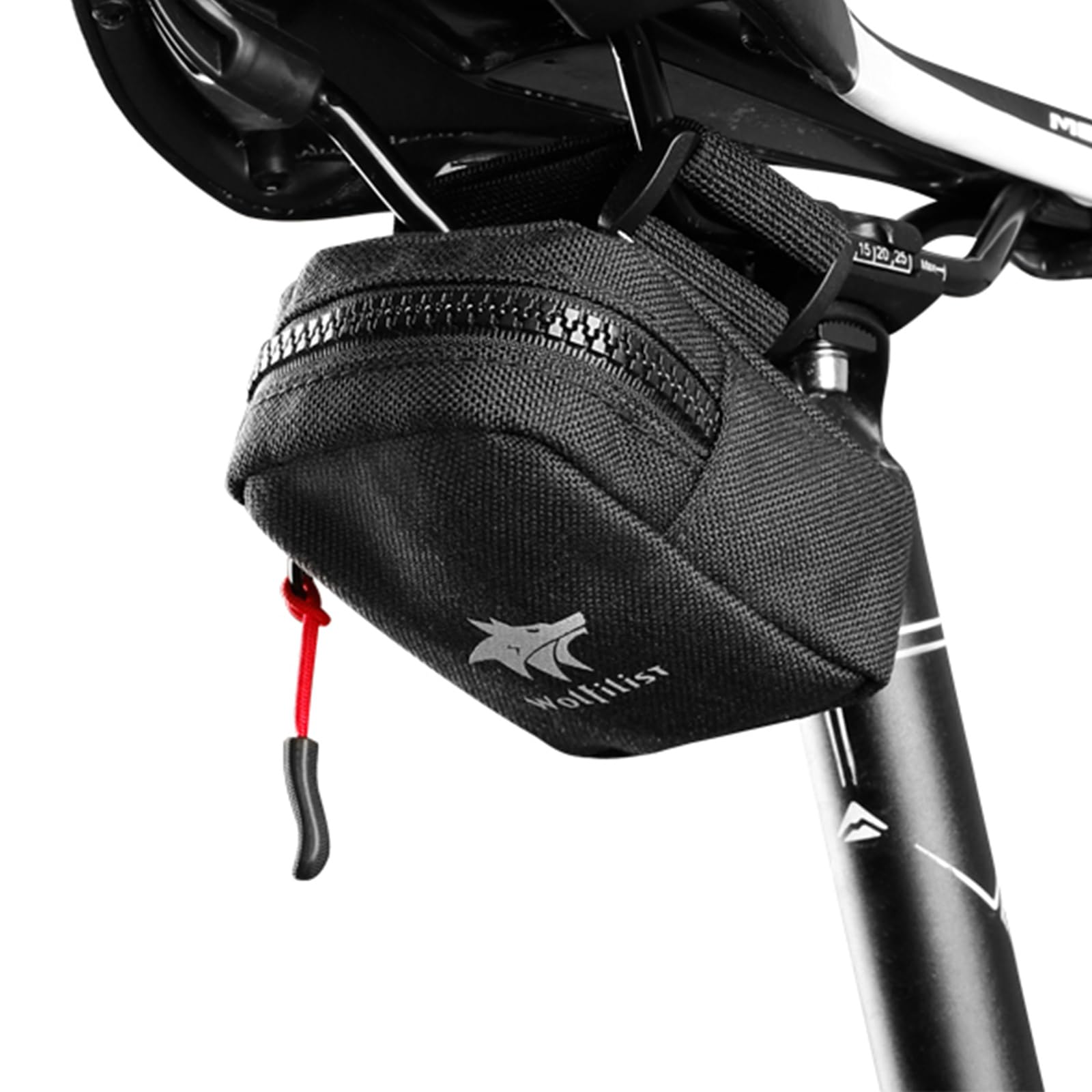 WOLFILIST Compact Cycling Saddle Bag - Fits Under Bike Seat for easy storage - Road Bike & Bicycle Seat Bag - Tiny Durable & Wat