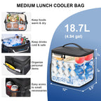 Everfun Small Cooler Bag Insulated Beach Cooler Lunch Bag For Men 24 Can Dual Compartments Reusable Waterproof Leak-Proof For Tr