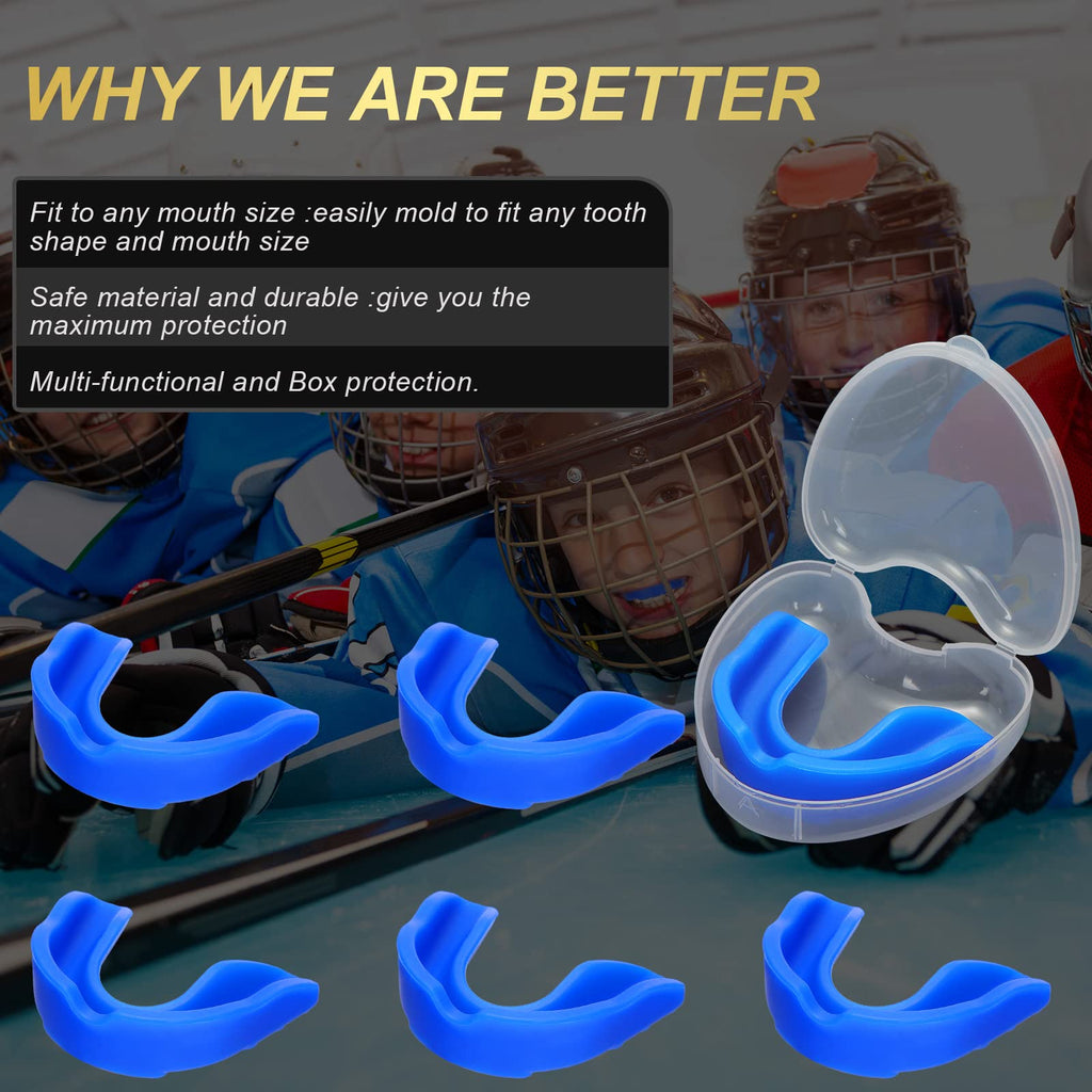 Bbto 6 Pieces Sports Mouth Guard For Kids, Athletic Mouthguard For Boxing Football Hockey Karate Basketball(Blue, Classic Style)