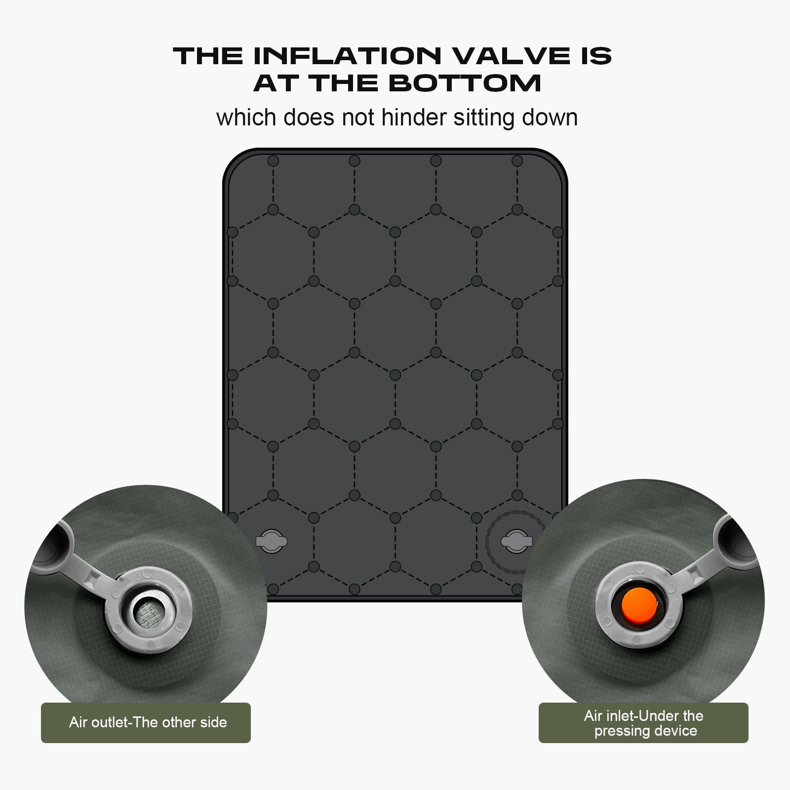 Press-To-Inflate Portable Inflatable Seat Cushion, Lightweight Camping Air Sitting Pad With Storage Bag And Repair Cloths, Water