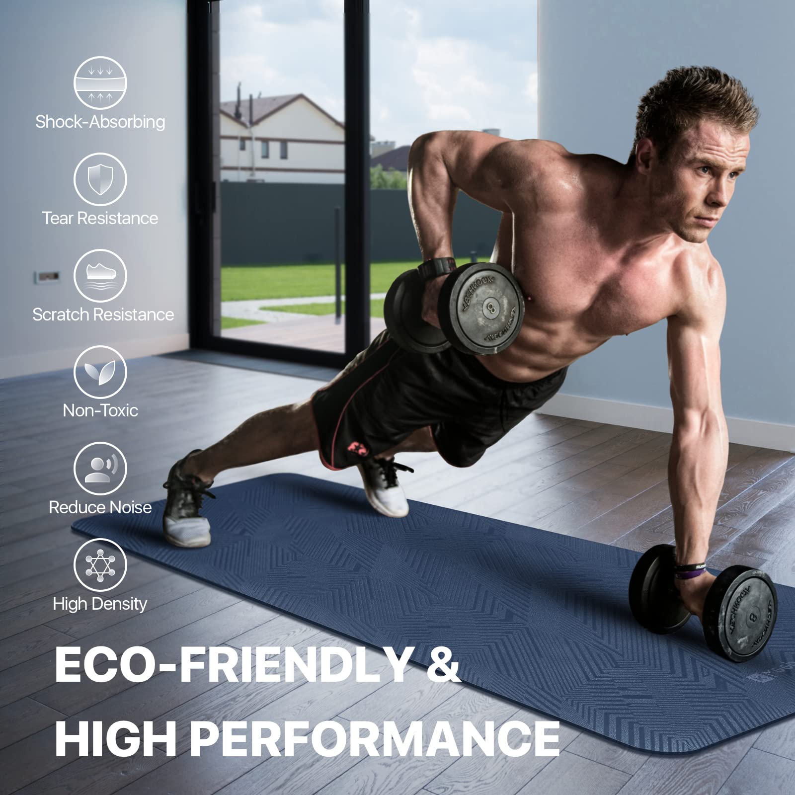 Keep Non-Slip Large Yoga Mat - Extra Long And Wide Exercise & Fitness Mat( 72''L X 32''W X 7Mm Thick) With Free Carrying Strap |