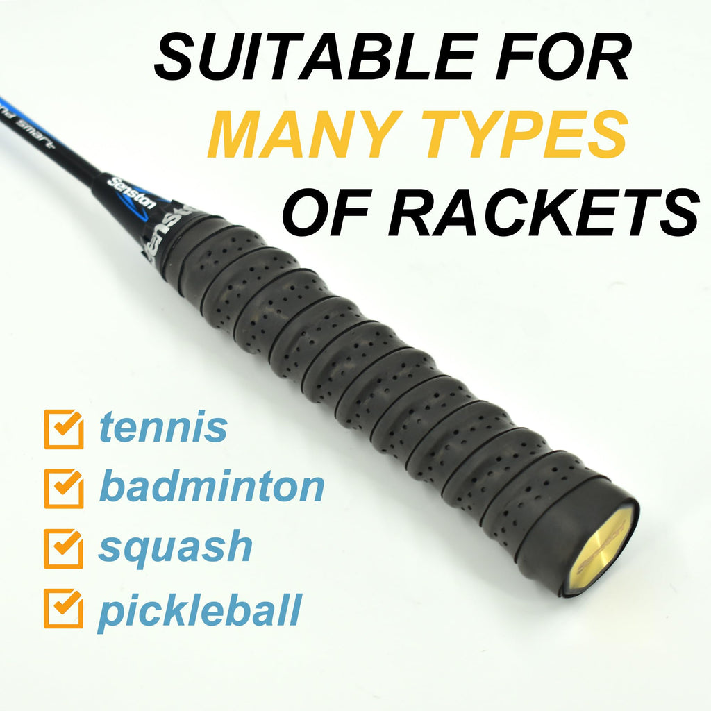 Senston New Racket Grip Anti Slip Perforated Super Absorbent Tennis Overgrip Badminton Overgrip Pickleball Overgrip 5 Pack Black