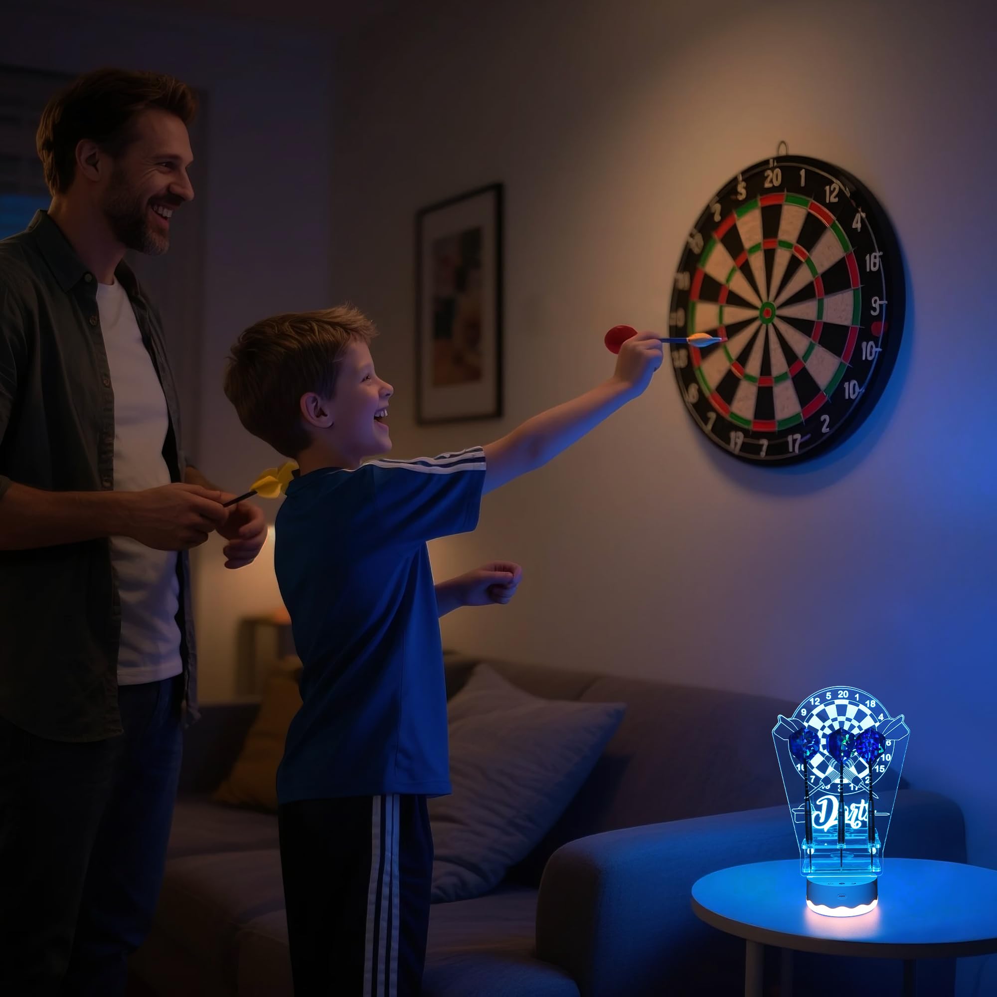 Coolgift Mart Light Up Dart Holder, 16 Colors Changing Lights Acrylic Dart Holder Stand With Remote Control, Birthday Christmas