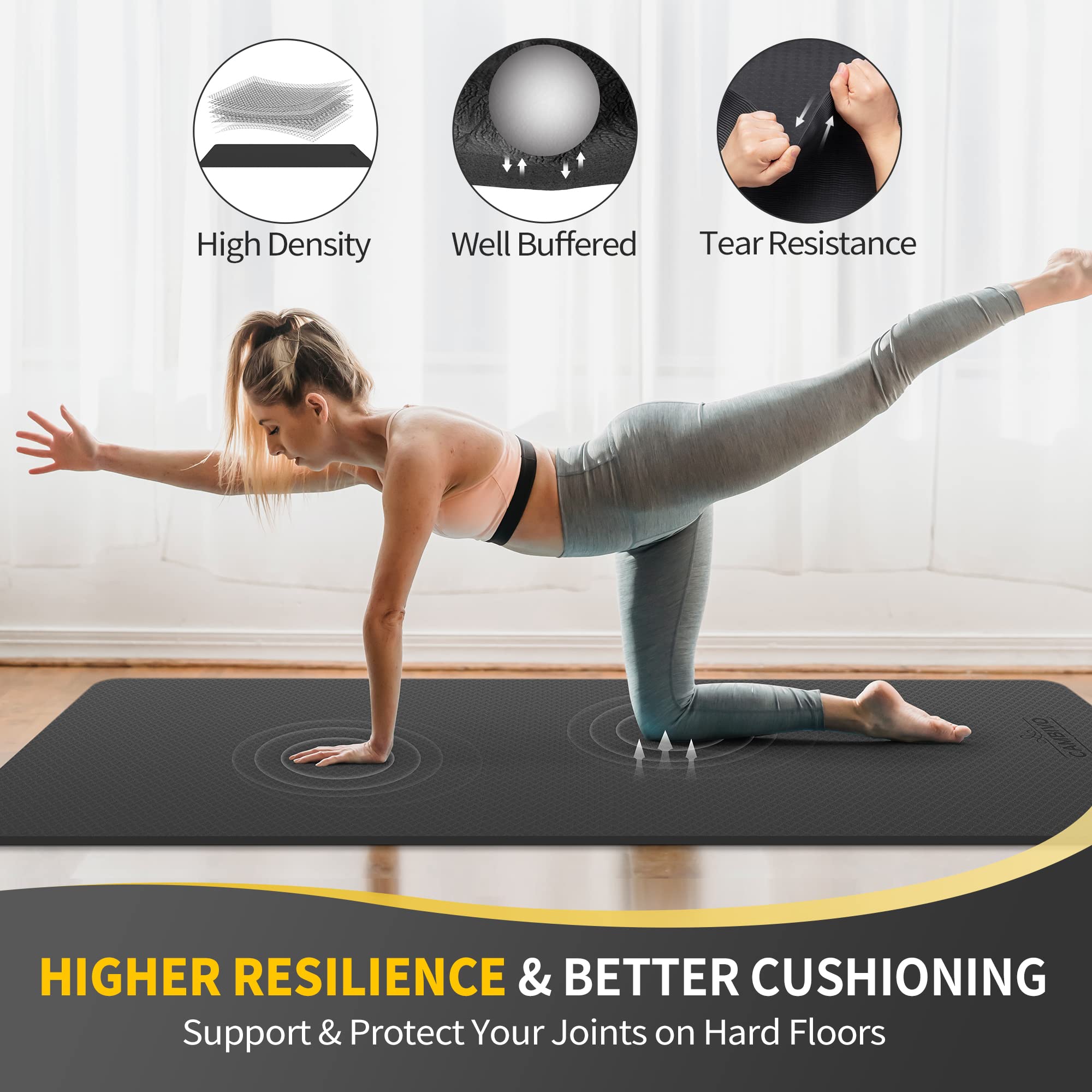 Cambivo Extra Wide Yoga Mat For Women And Men (72 ''X 32 ''X 1/3 ''), Sgs Certified, Non-Slip Large Tpe Exercise Fitness Mat For