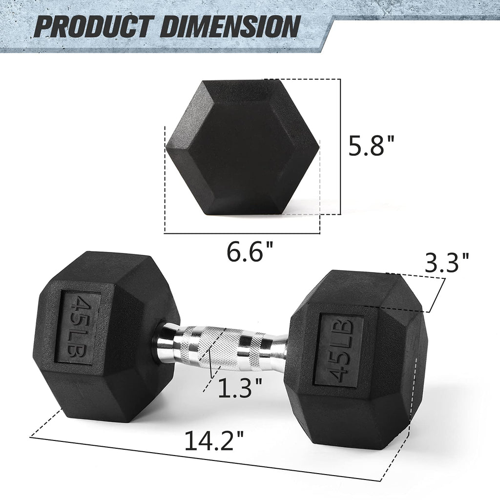 Ritfit 45Lb Dumbbells Rubber Encased Dumbbell Sets With Optional Rack For Home Gym, Coated Hand Weights For Strength Training, W