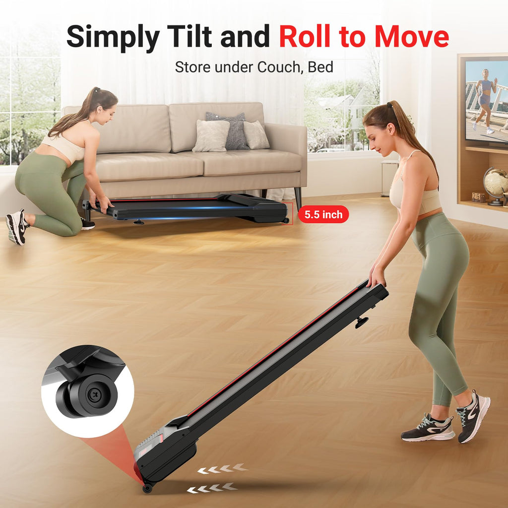 Therun Walking Pad Treadmill With 6% Auto Incline, 2.5 Hp Under Desk Treadmill For Home Office With Remote Control, 300 Lbs Weig