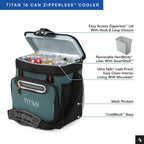Titan by Arctic Zone 16 Can Zipperless Soft Cooler with HardBody Liner, Jungle Hunt