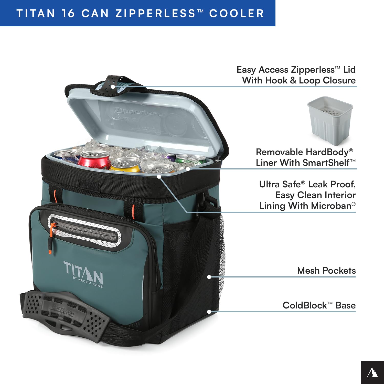 Titan by Arctic Zone 16 Can Zipperless Soft Cooler with HardBody Liner, Jungle Hunt