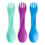 Humangear Gobites Uno 3-Pack  Travel & Camping Utensils  Portable & Convertible Dining Ware  Multi-Functional Spork  Mint/Magent