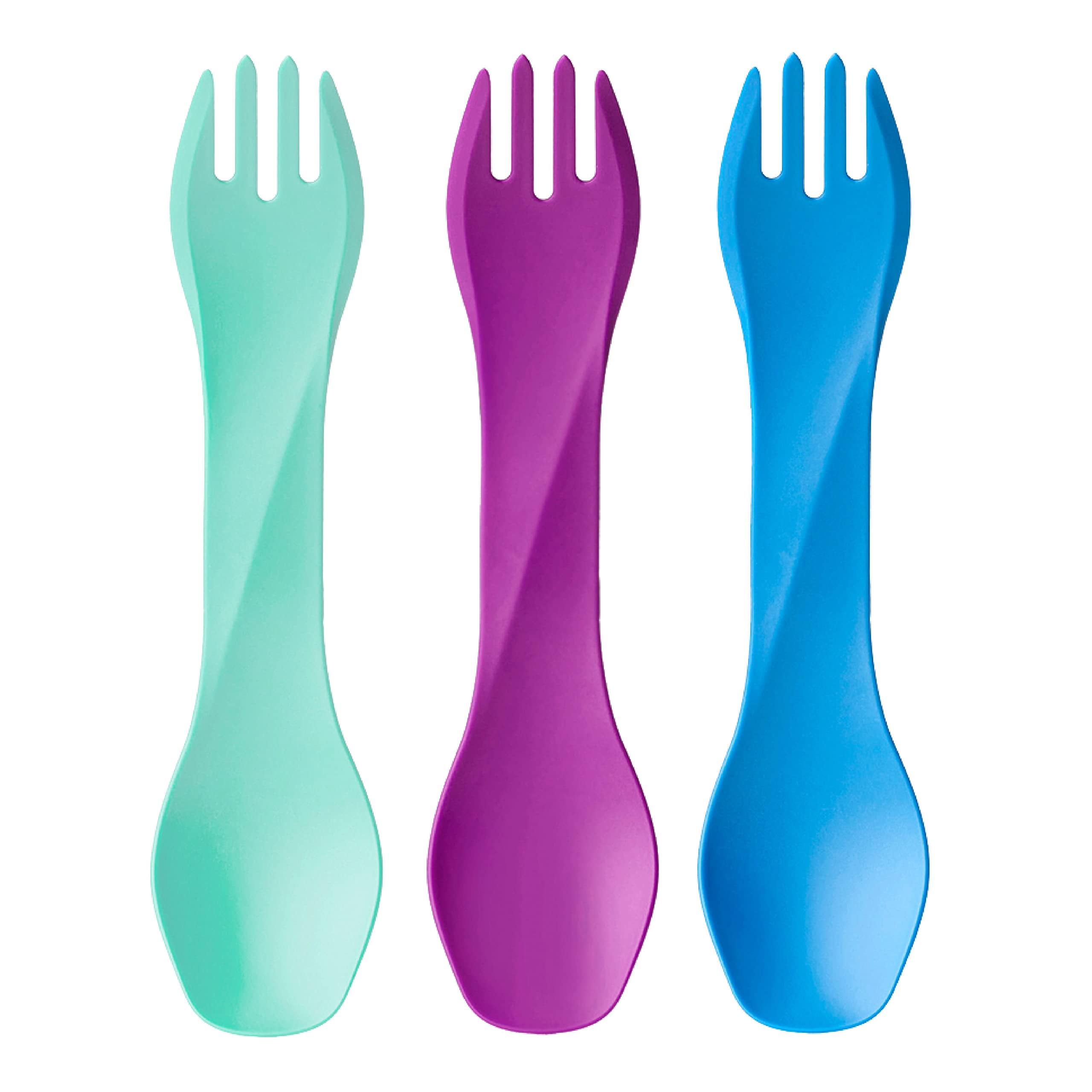 Humangear Gobites Uno 3-Pack  Travel & Camping Utensils  Portable & Convertible Dining Ware  Multi-Functional Spork  Mint/Magent