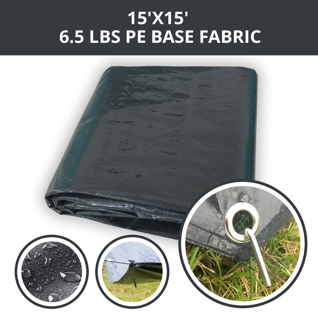 Alvantor Heavy Duty Tarp Waterproof 15'X15' Tarpaulin Ground Trailer With Rust Grommet Weather Resistant Cover Outdoor Camping 1