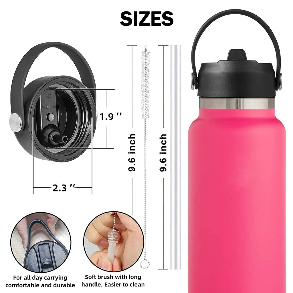 Llcjyycy Lids With Straw For Hydroflask Wide Mouth 20 32 40 Oz, Flex Straw Lid Fit For Hydro Flask Sports Water Bottles, Flexibl
