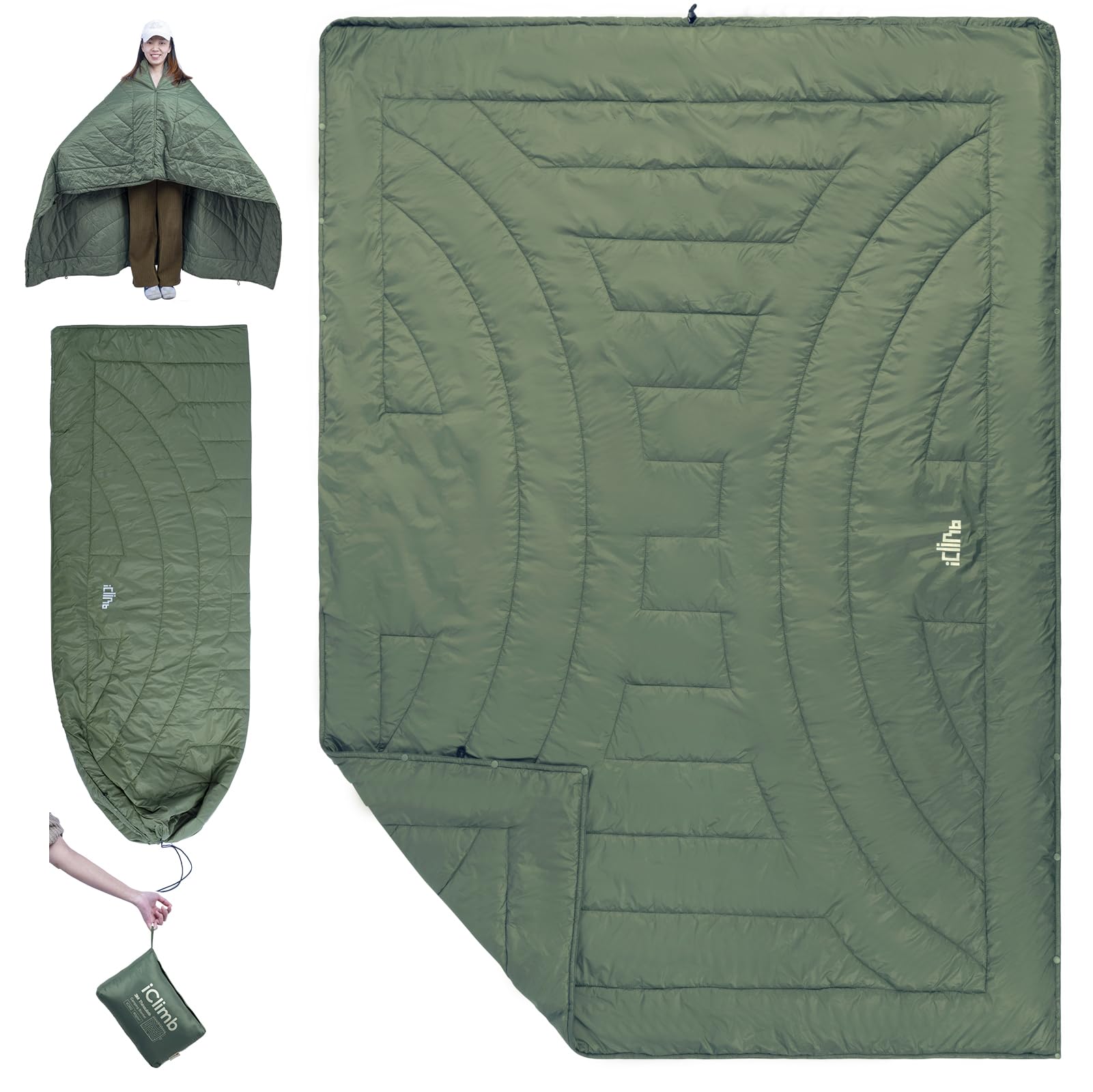 Iclimb 3M Thinsulate Insulation Warm Camping Blanket Ultralight Compact (Green)