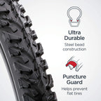 Schwinn Replacement Bike Tire, 26'' X 1.95'' All-Terrain Mountain Bike Tire, Wide & Blocky Knobs, Puncture Guard, Fits Internal