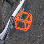 Rock Bros Mountain Bike Pedals Nylon Composite Bearing 9/16'' Mtb Bicycle Pedals With Wide Flat Platform Orange