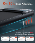 Wellfit 10% Incline Walking Pad, 2.5Hp 4Mph 265 Lb+ Capacity Treadmills For Home, Smart Treadmill With Mute Remote And App Contr