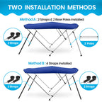 Naviskin Pacific Blue 3 Bow 6L X 46 H X 79-84 W Bimini Top Cover Includes Mounting Hardwares,Storage Boot With 1 Inch Aluminum F