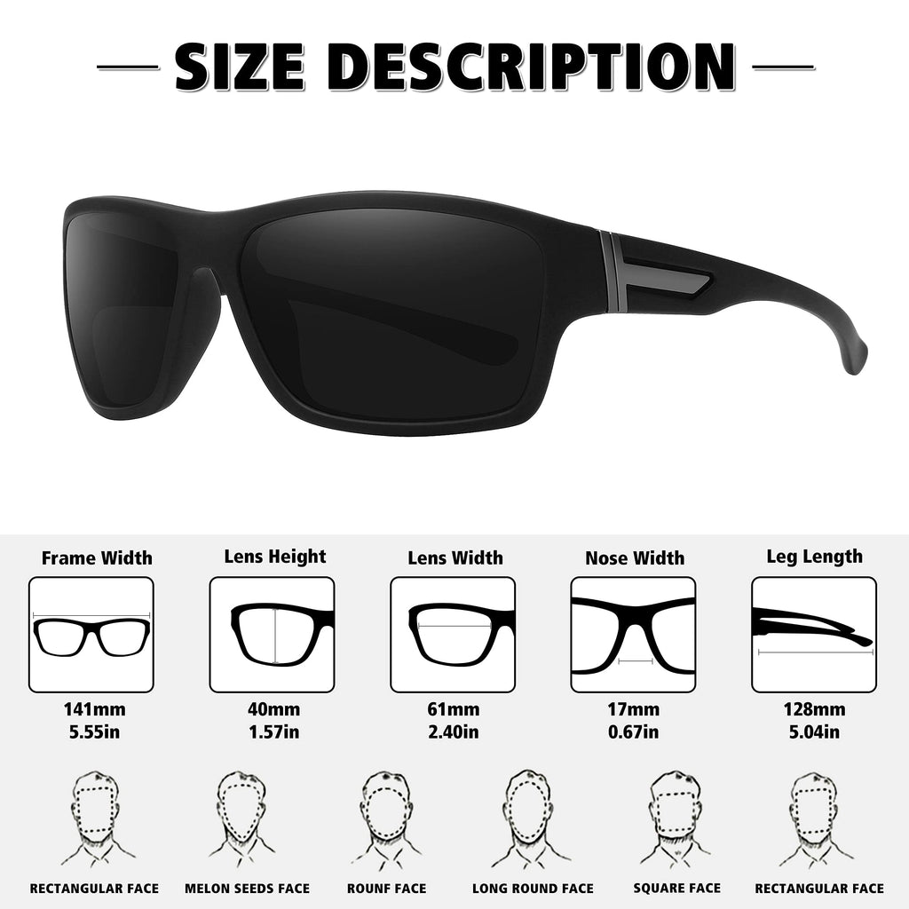 Storycoast Polarized Sports Sunglasses For Men Women Unbreakable Frame Cycling Fishing Driving 3Pack Black+Black+Black