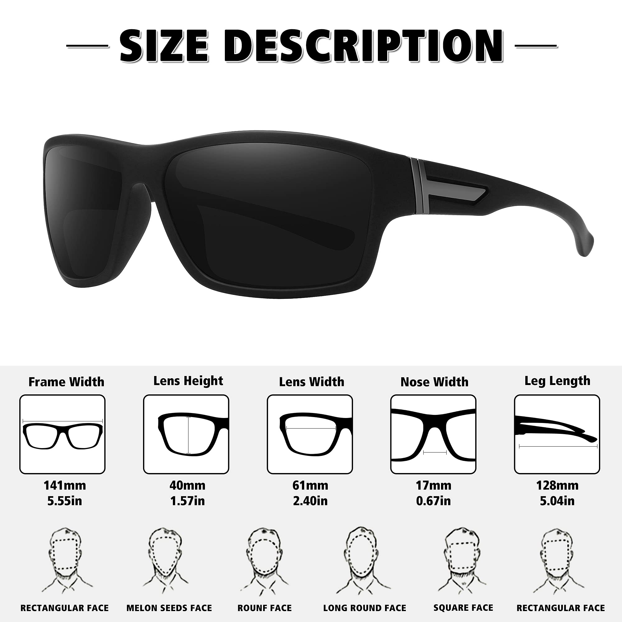 Storycoast Polarized Sports Sunglasses For Men Women Unbreakable Frame Cycling Fishing Driving 3Pack Black+Black+Black