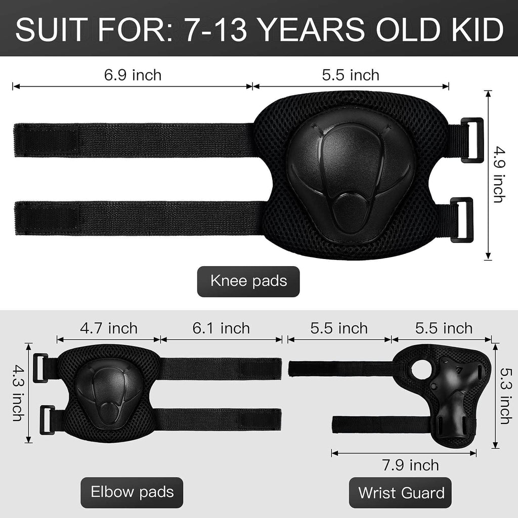 Wemfg Kids Protective Gear Set Knee Pads For Kids 3-14 Years Toddler Knee And Elbow Pads With Wrist Guards 3 In 1 For Skating Cy